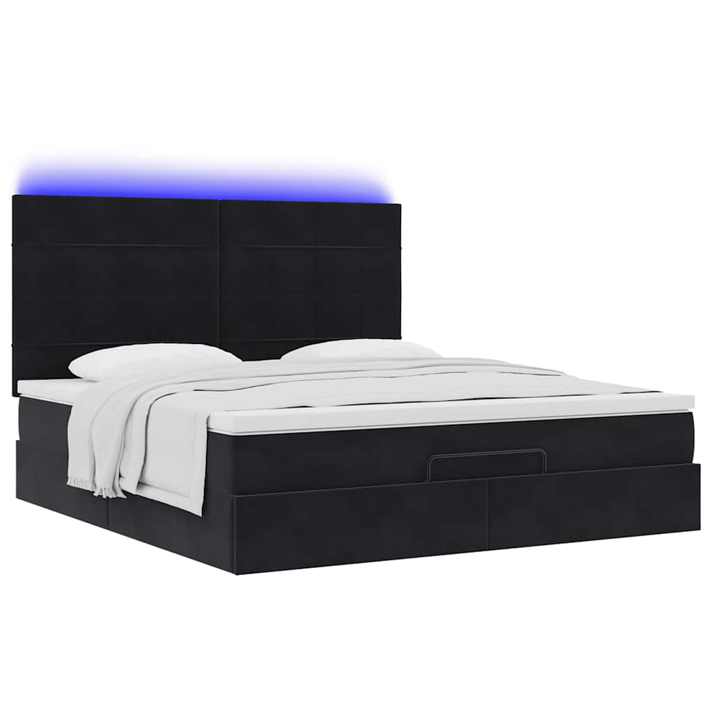 Cadre de lit ottoman avec matelas noir 180x200cm velours - XIOS