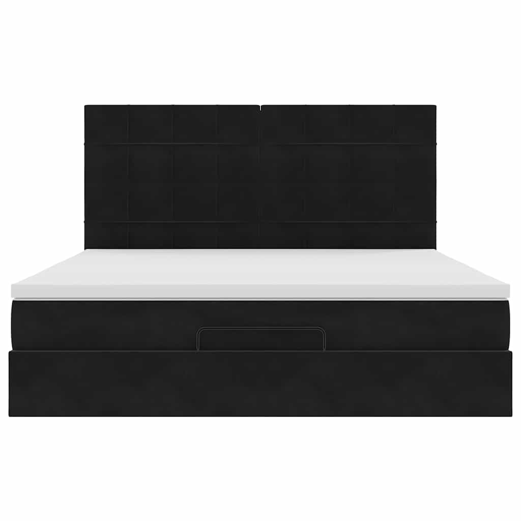 Cadre de lit ottoman avec matelas noir 180x200cm velours - XIOS