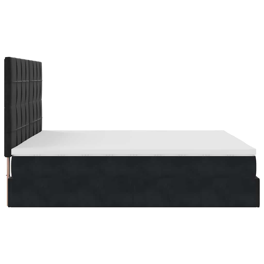 Cadre de lit ottoman avec matelas noir 180x200cm velours - XIOS