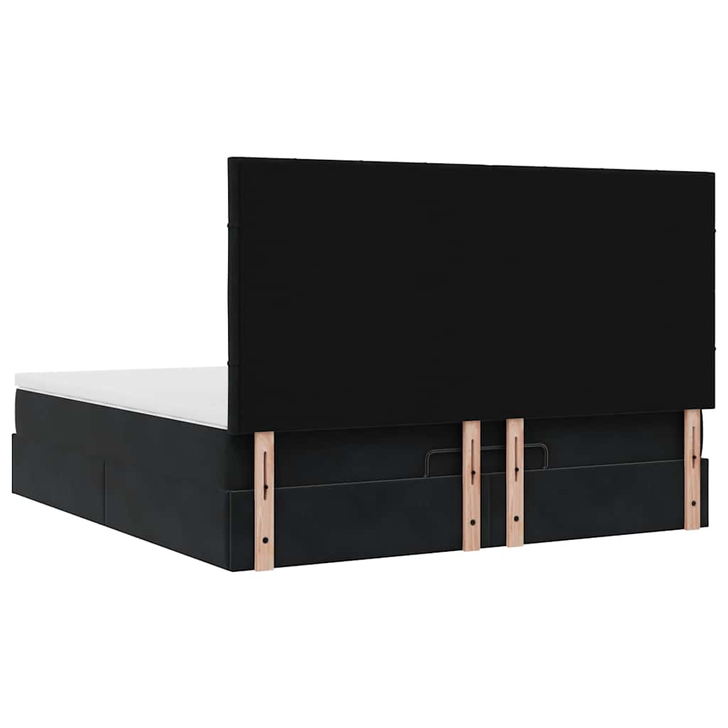 Cadre de lit ottoman avec matelas noir 180x200cm velours - XIOS