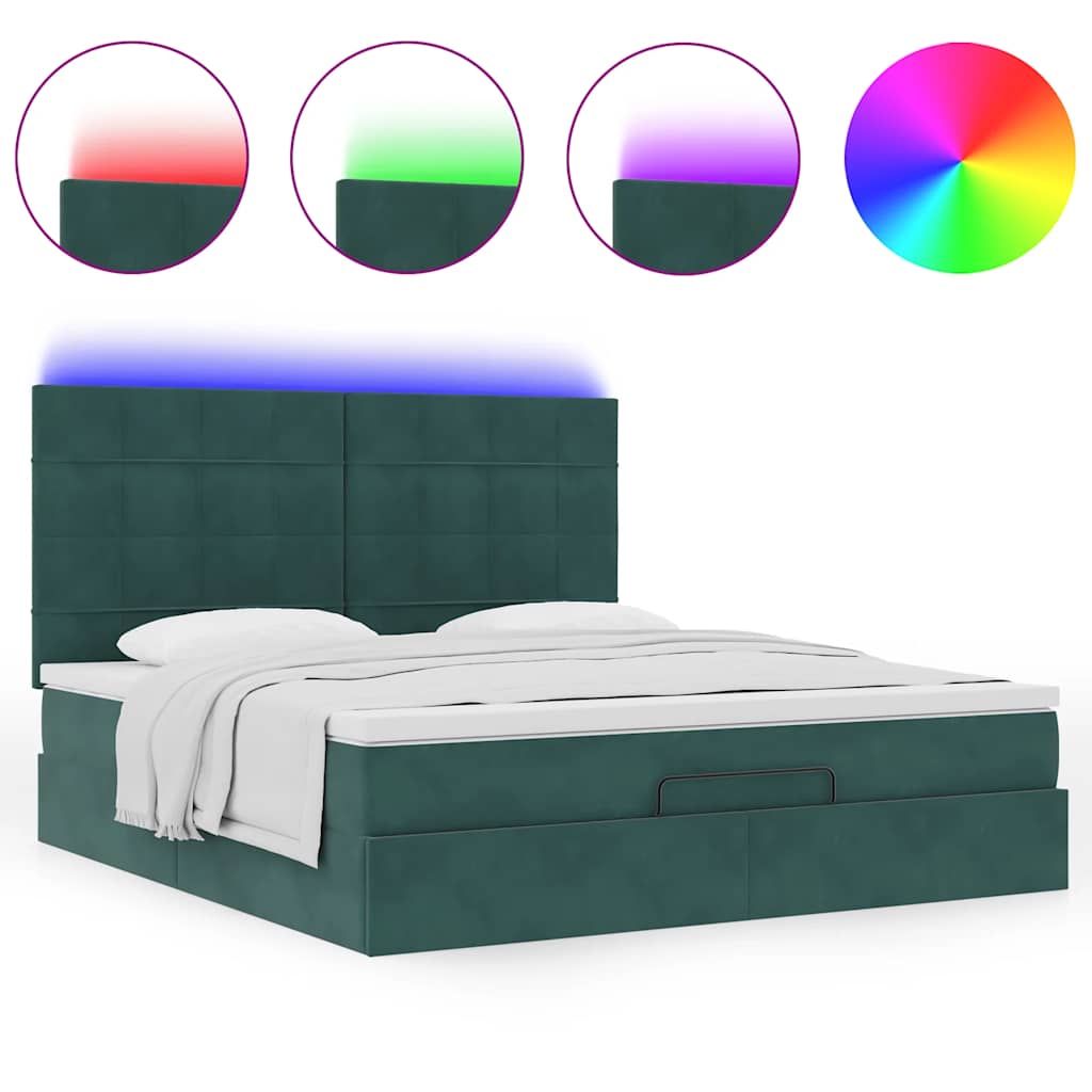 Cadre de lit ottoman avec matelas vert foncé 180x200cm velours - XIOS