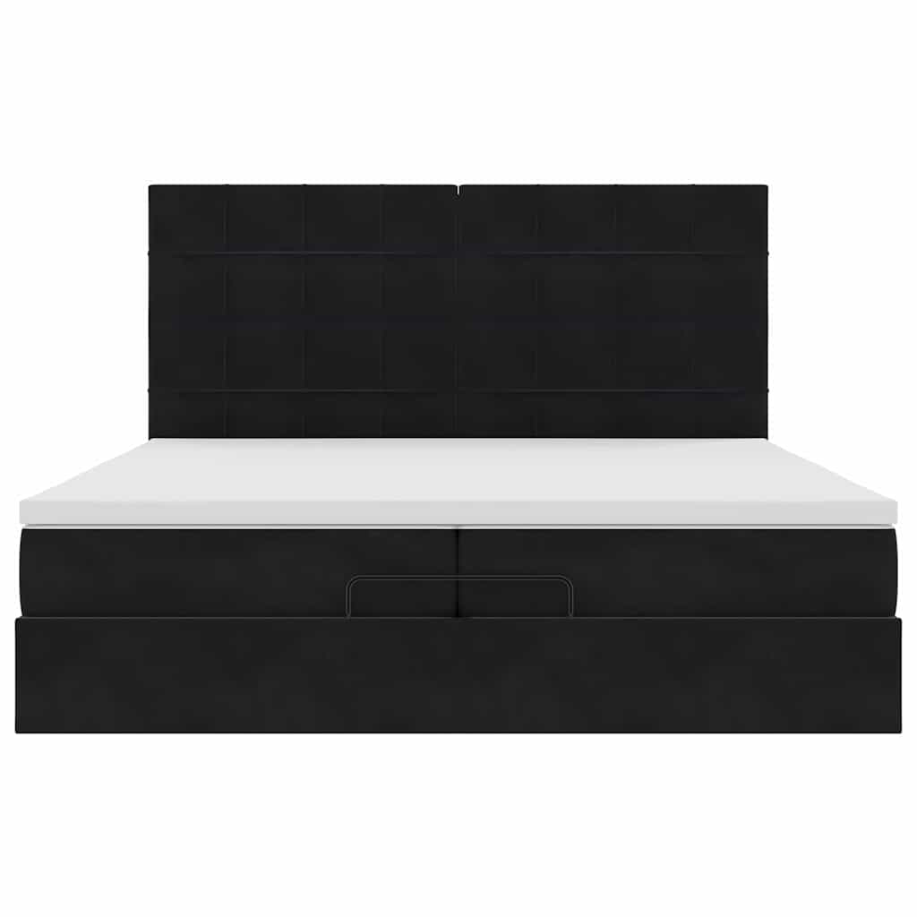 Cadre de lit ottoman avec matelas noir 200x200cm velours - XIOS