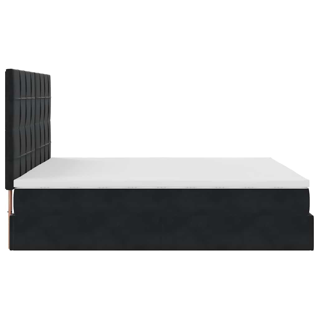 Cadre de lit ottoman avec matelas noir 200x200cm velours - XIOS