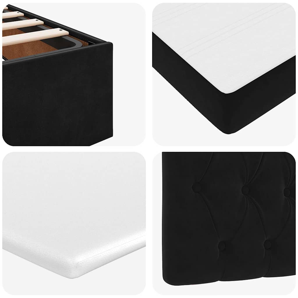 Cadre de lit ottoman avec matelas noir 90x190 cm velours