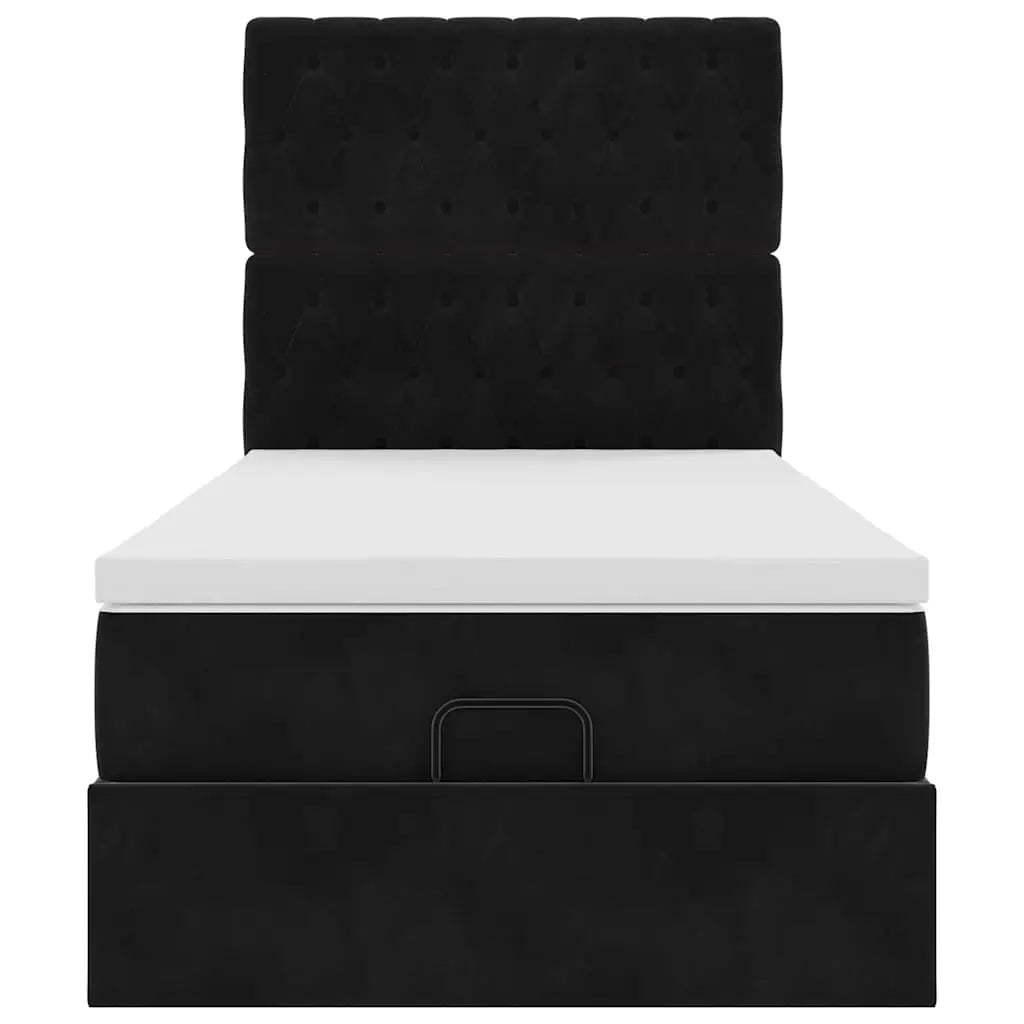 Cadre de lit ottoman avec matelas noir 90x200 cm velours - XIOS