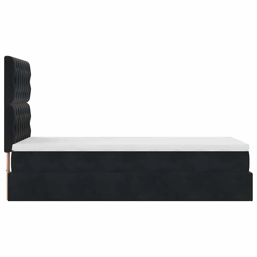 Cadre de lit ottoman avec matelas noir 90x200 cm velours - XIOS