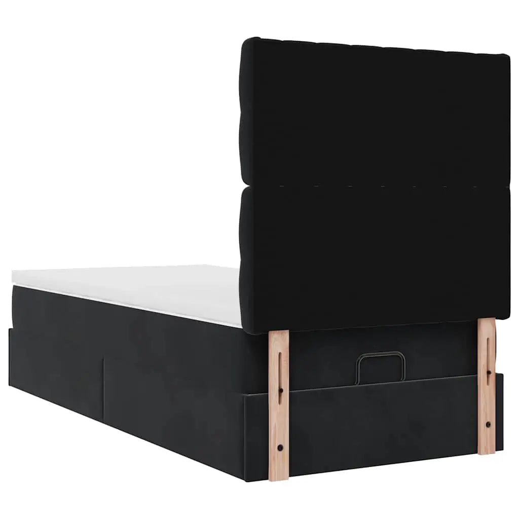 Cadre de lit ottoman avec matelas noir 90x200 cm velours - XIOS