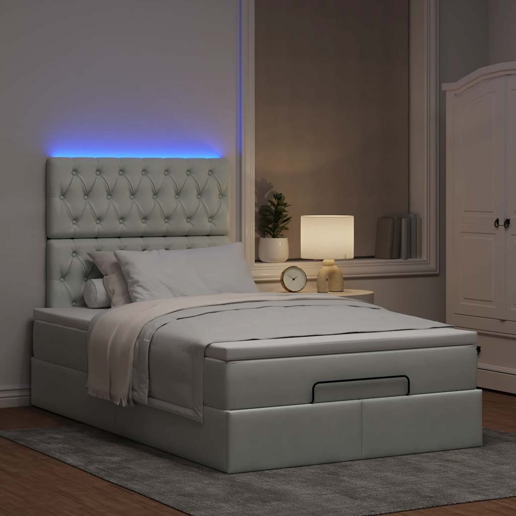 Cadre de lit ottoman avec matelas gris clair 120x190 cm velours - XIOS