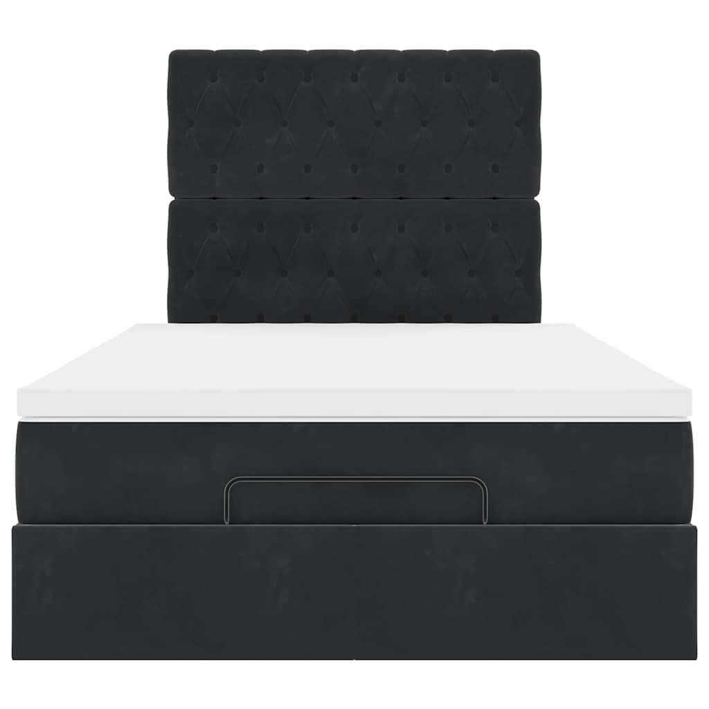 Cadre de lit ottoman avec matelas noir 120x190 cm velours