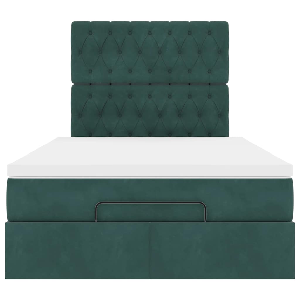 Cadre de lit ottoman avec matelas vert foncé 120x190 cm velours - XIOS