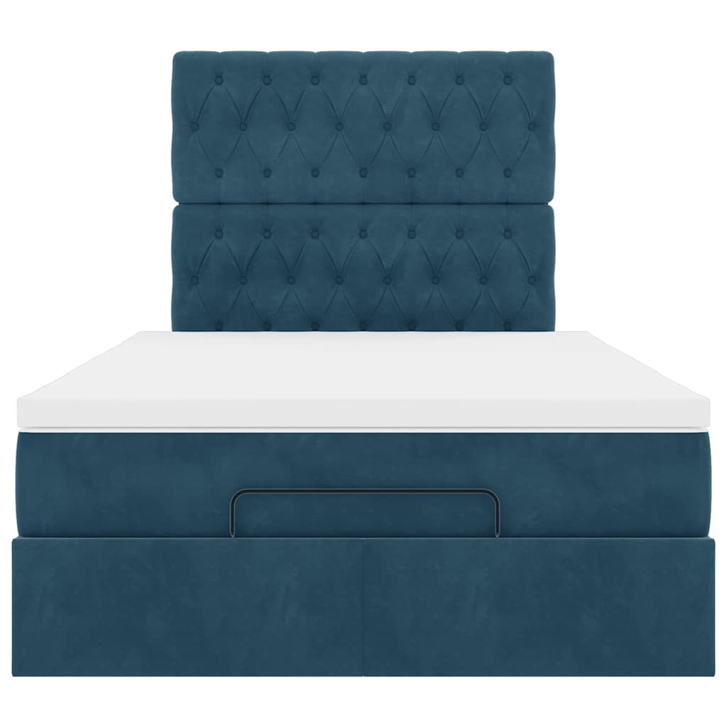 Cadre de lit ottoman avec matelas bleu foncé 120x190 cm velours - XIOS