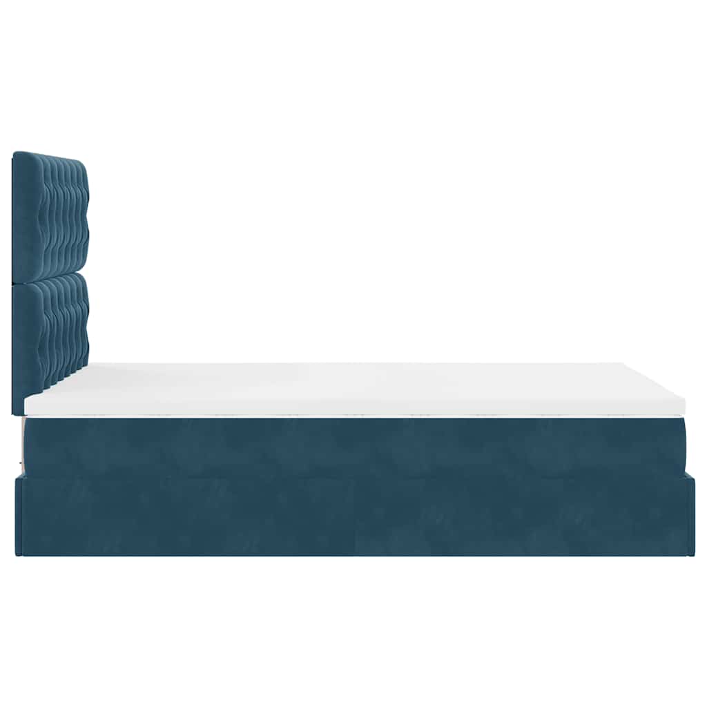 Cadre de lit ottoman avec matelas bleu foncé 120x190 cm velours - XIOS