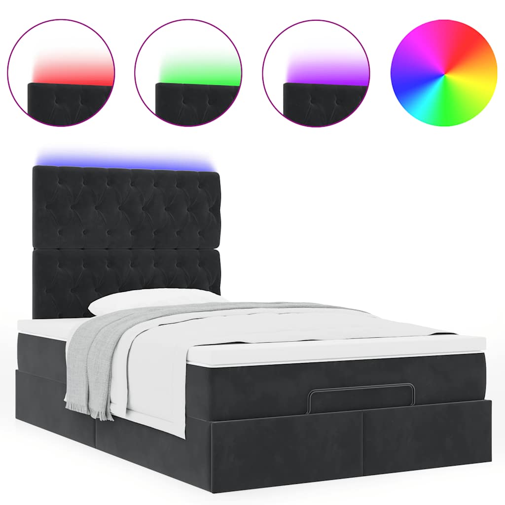 Cadre de lit ottoman avec matelas noir 120x200 cm velours - XIOS