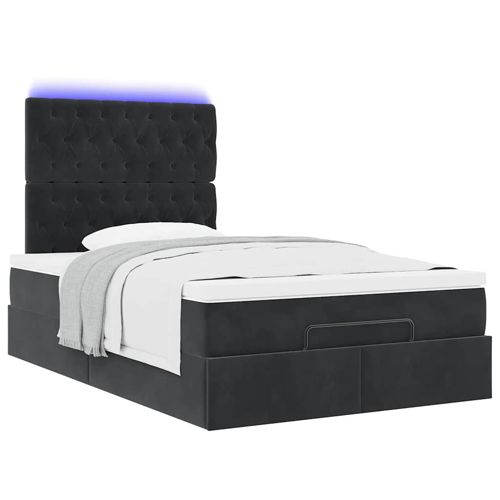 Cadre de lit ottoman avec matelas noir 120x200 cm velours - XIOS