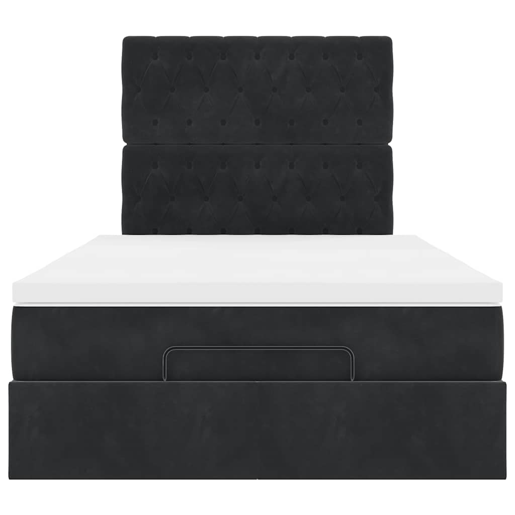 Cadre de lit ottoman avec matelas noir 120x200 cm velours - XIOS