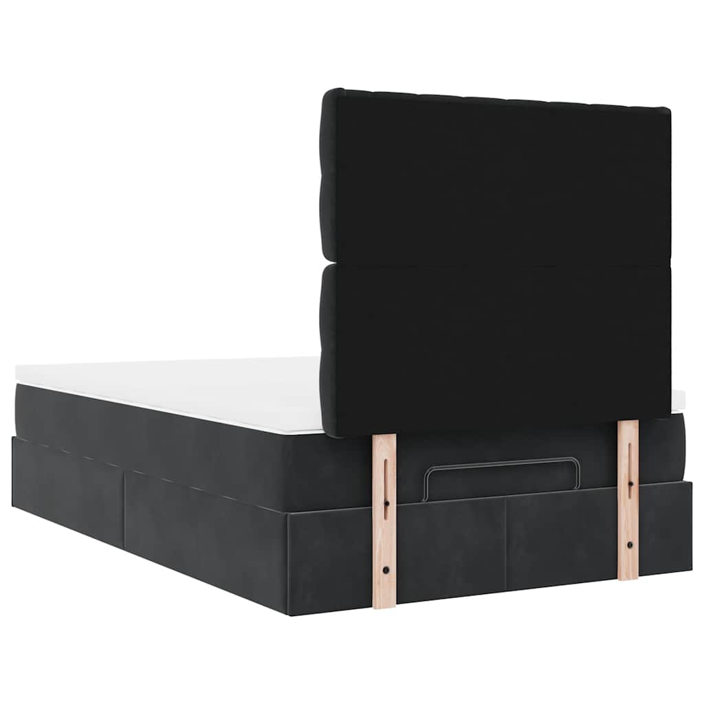 Cadre de lit ottoman avec matelas noir 120x200 cm velours - XIOS