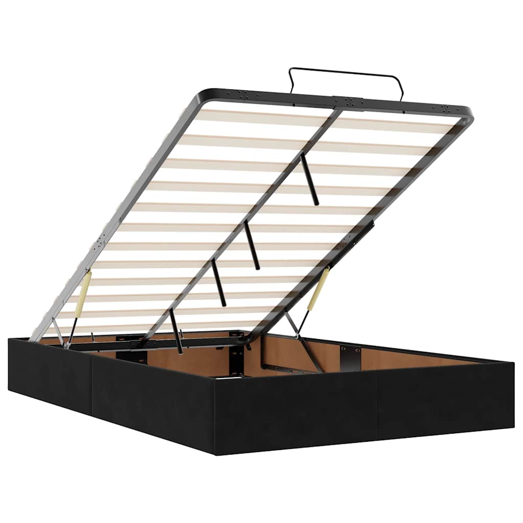 Cadre de lit ottoman avec matelas noir 120x200 cm velours - XIOS