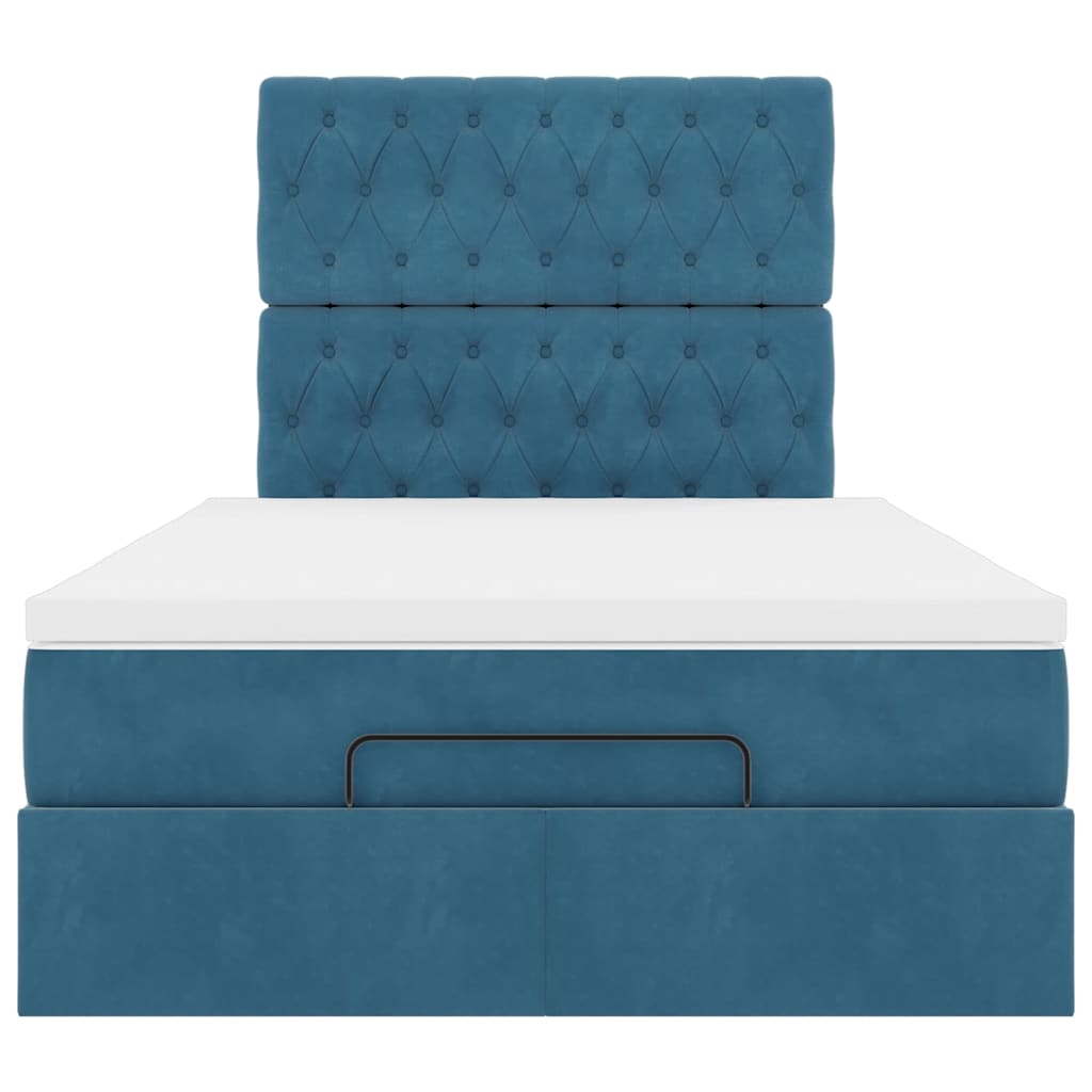 Cadre de lit ottoman avec matelas bleu foncé 120x200 cm velours - XIOS