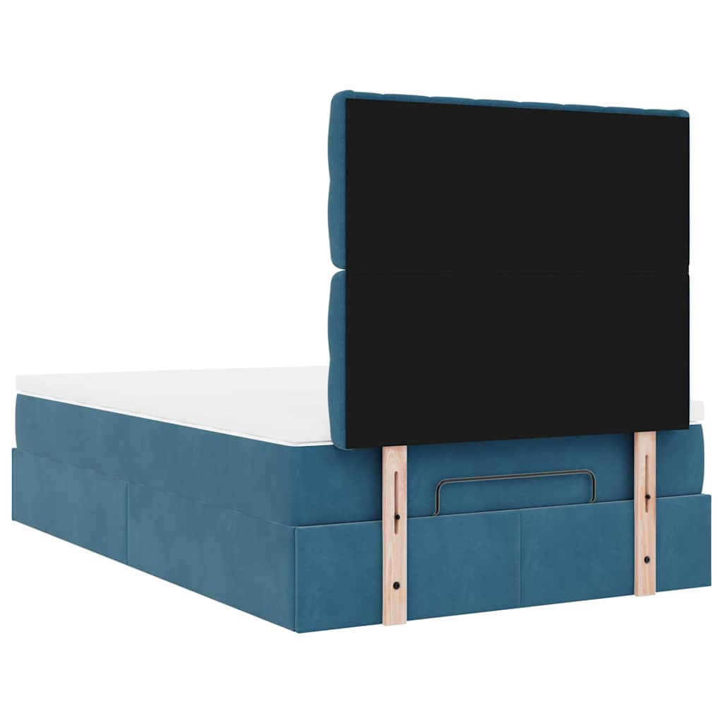 Cadre de lit ottoman avec matelas bleu foncé 120x200 cm velours - XIOS
