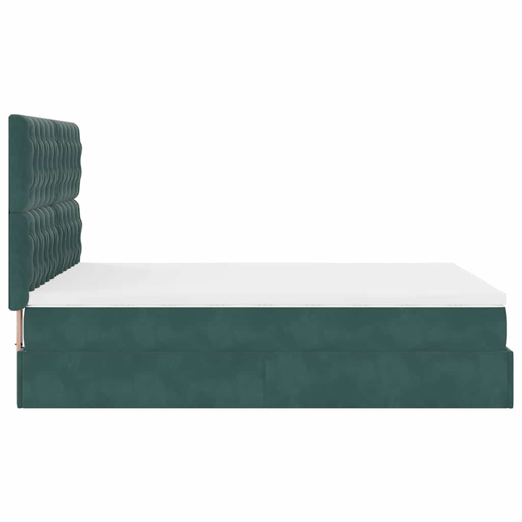 Cadre de lit ottoman avec matelas vert foncé 140x190 cm velours - XIOS