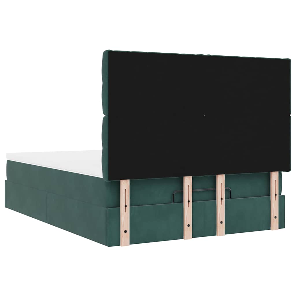 Cadre de lit ottoman avec matelas vert foncé 140x190 cm velours - XIOS