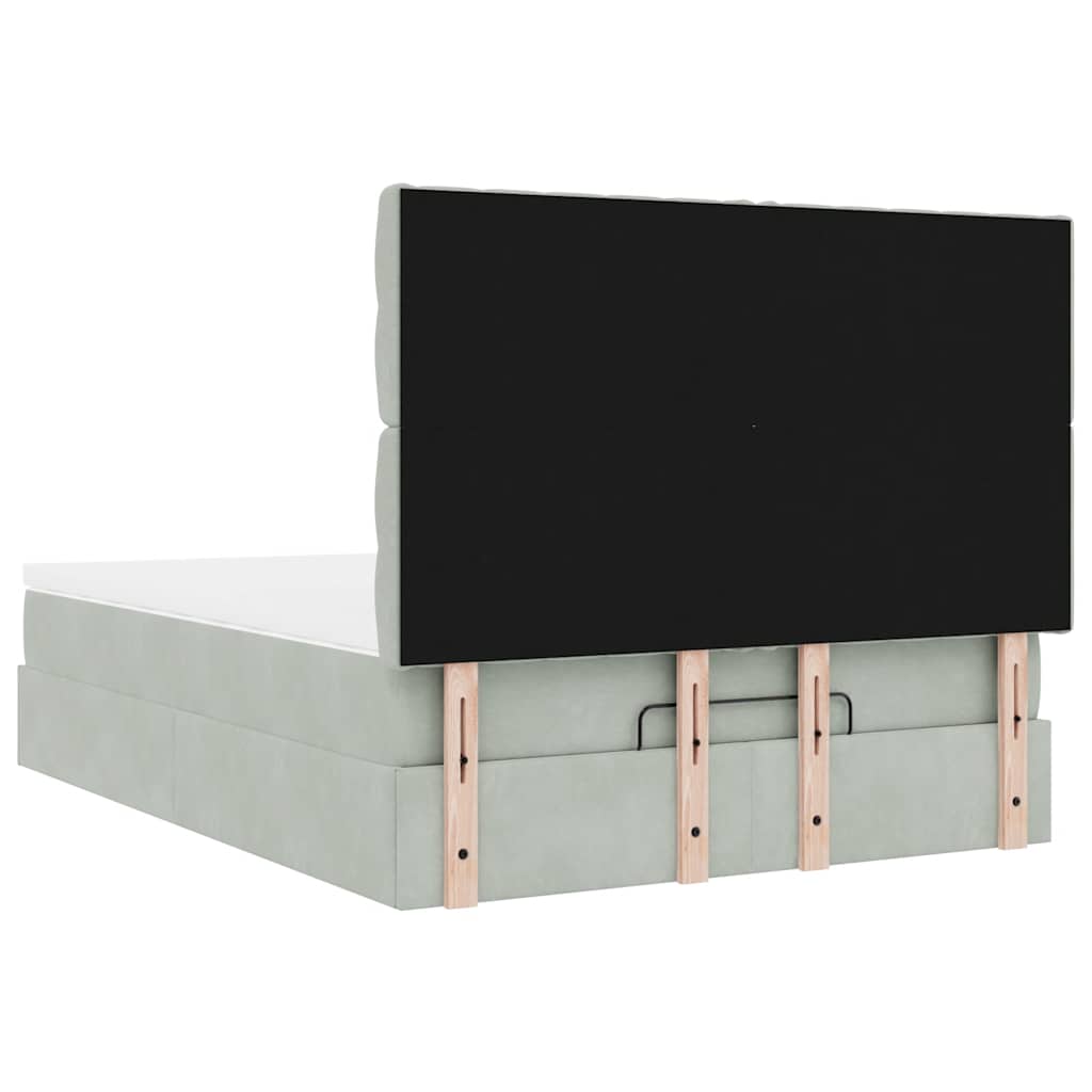 Cadre de lit ottoman avec matelas gris clair 140x200 cm velours - XIOS