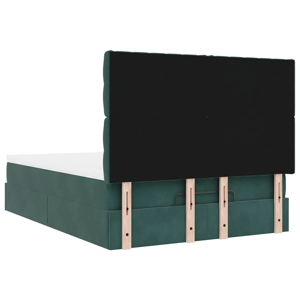 Cadre de lit ottoman avec matelas vert foncé 140x200 cm velours - XIOS
