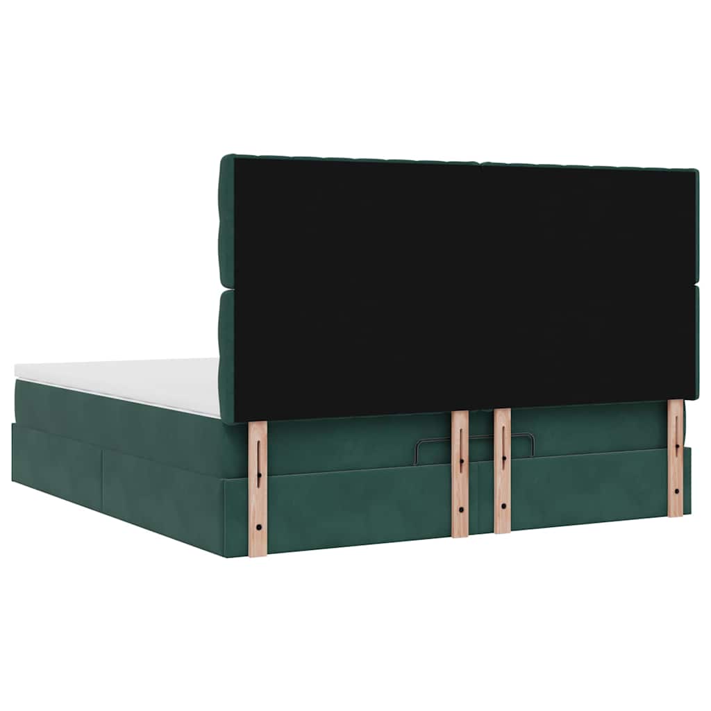 Cadre de lit ottoman avec matelas vert foncé 160x200 cm velours - XIOS