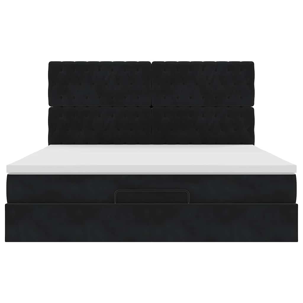 Cadre de lit ottoman avec matelas noir 180x200cm velours - XIOS