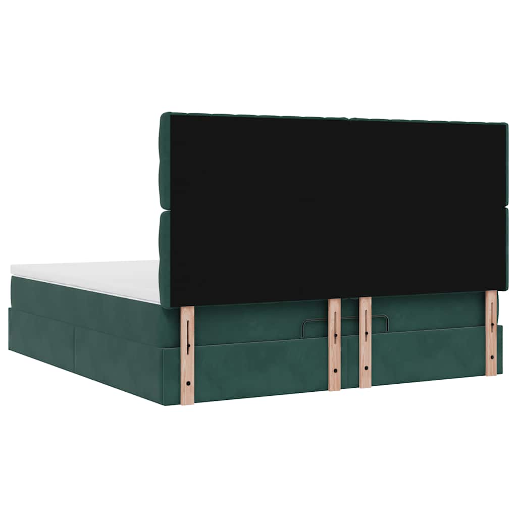 Cadre de lit ottoman avec matelas vert foncé 180x200cm velours - XIOS
