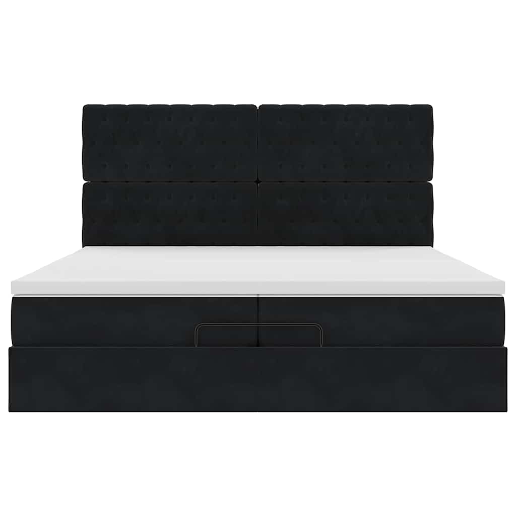 Cadre de lit ottoman avec matelas noir 200x200cm velours - XIOS