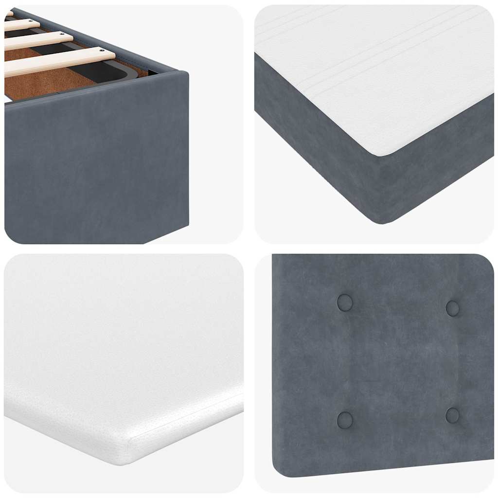 Cadre de lit ottoman avec matelas gris foncé 80x200 cm velours