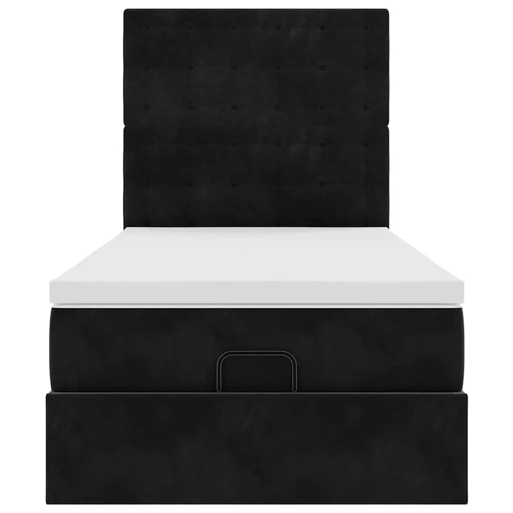 Cadre de lit ottoman avec matelas noir 90x200 cm velours - XIOS