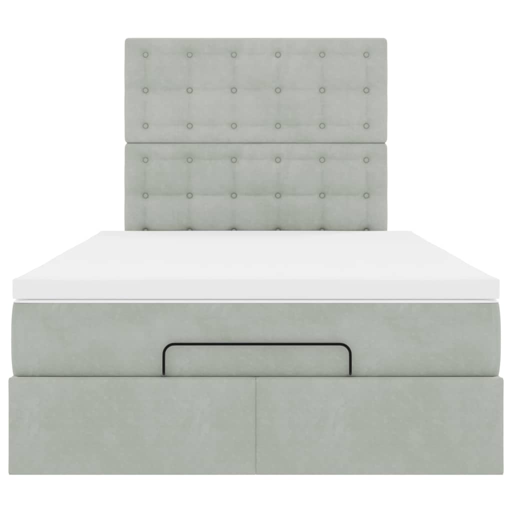 Cadre de lit ottoman avec matelas gris clair 120x190 cm velours