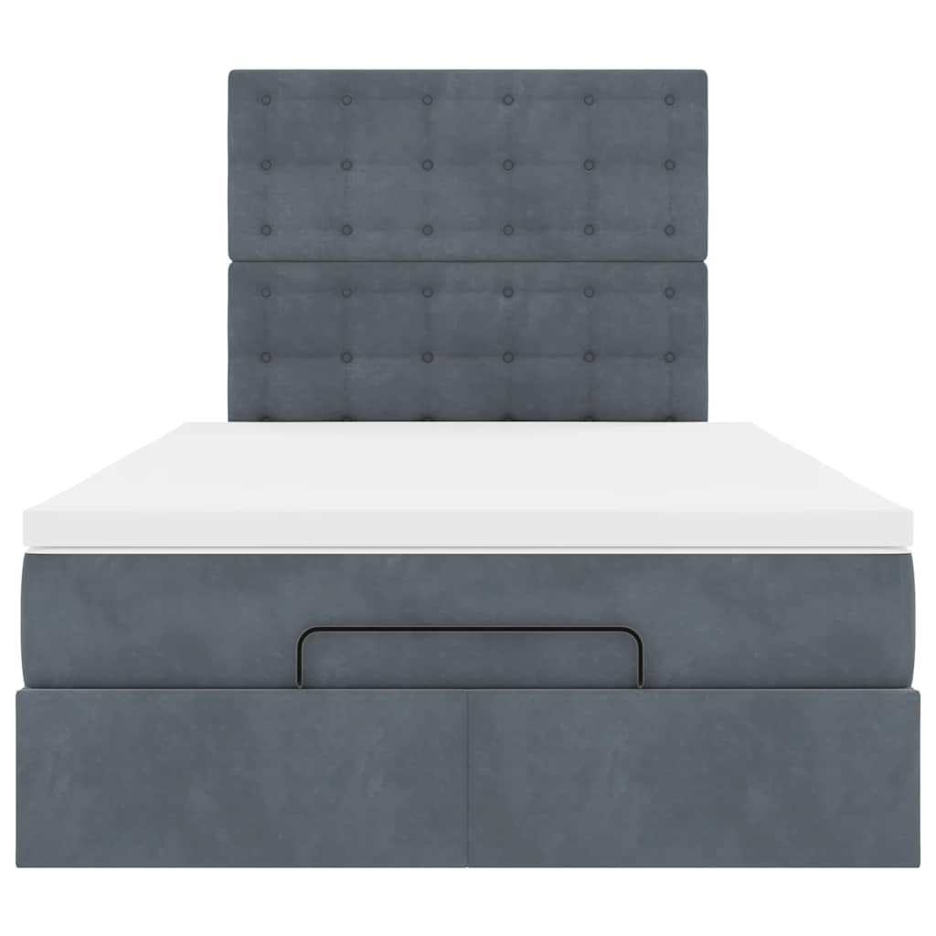 Cadre de lit ottoman avec matelas gris foncé 120x190 cm velours - XIOS