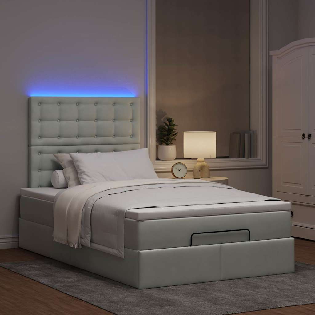 Cadre de lit ottoman et matelas gris clair 120x200 cm velours - XIOS