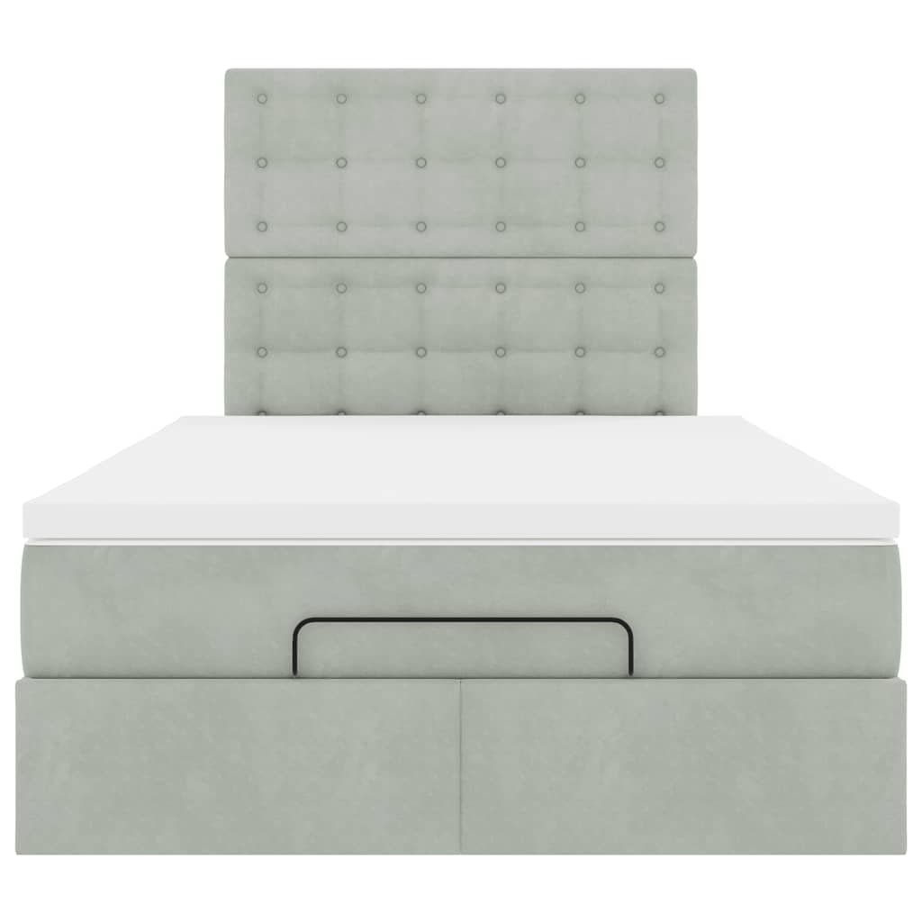Cadre de lit ottoman et matelas gris clair 120x200 cm velours - XIOS