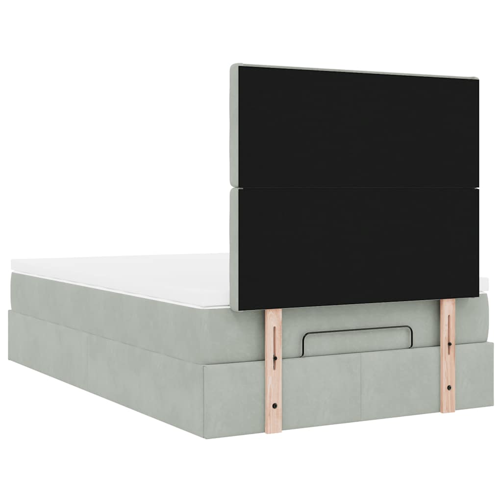 Cadre de lit ottoman et matelas gris clair 120x200 cm velours - XIOS