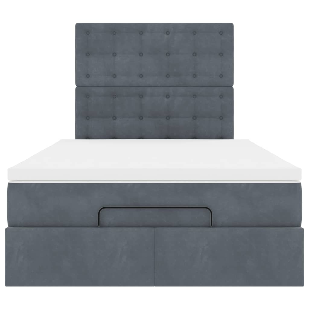 Cadre de lit ottoman et matelas gris foncé 120x200 cm velours - XIOS