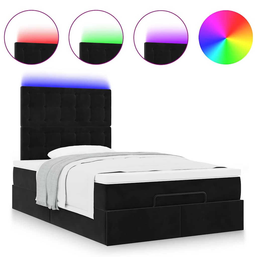 Cadre de lit ottoman avec matelas noir 120x200 cm velours - XIOS