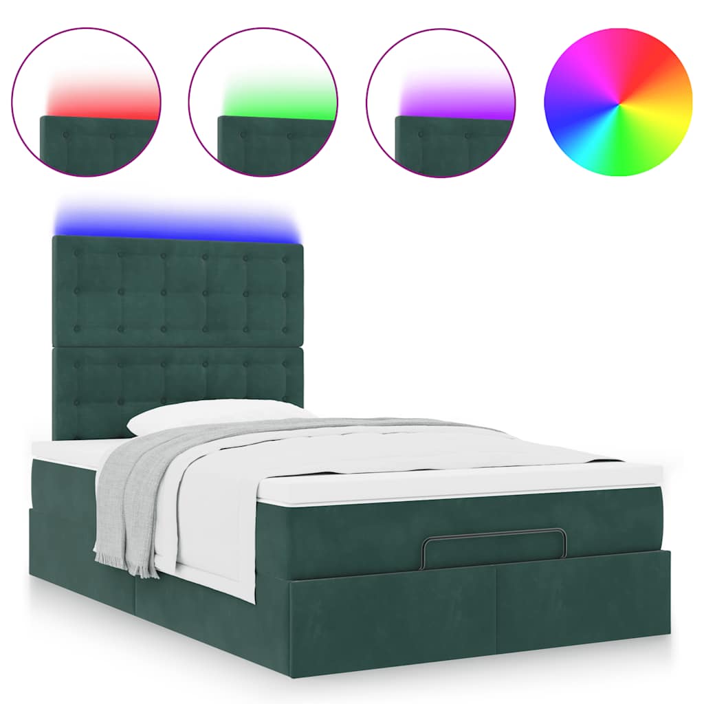 Cadre de lit ottoman avec matelas vert foncé 120x200 cm velours - XIOS