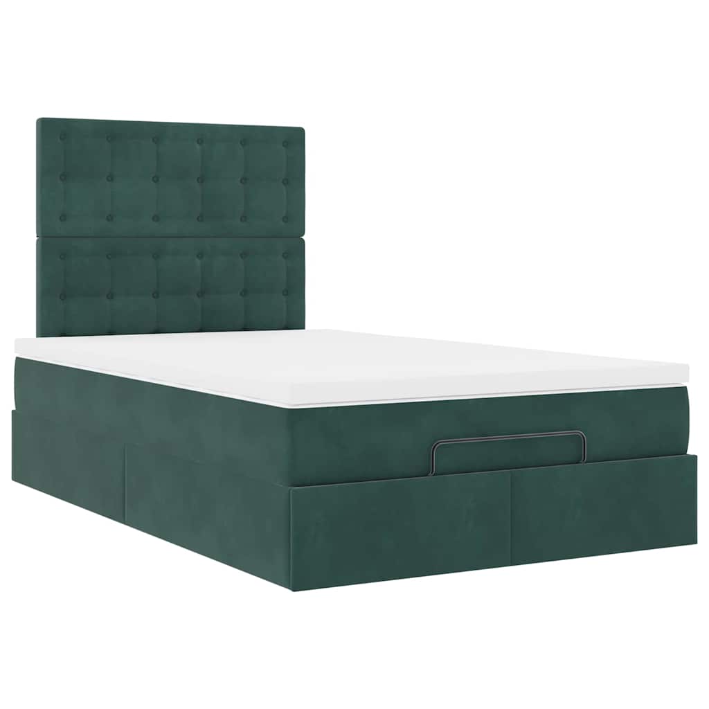 Cadre de lit ottoman avec matelas vert foncé 120x200 cm velours - XIOS
