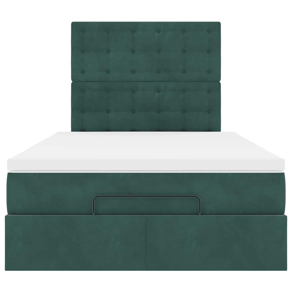 Cadre de lit ottoman avec matelas vert foncé 120x200 cm velours - XIOS