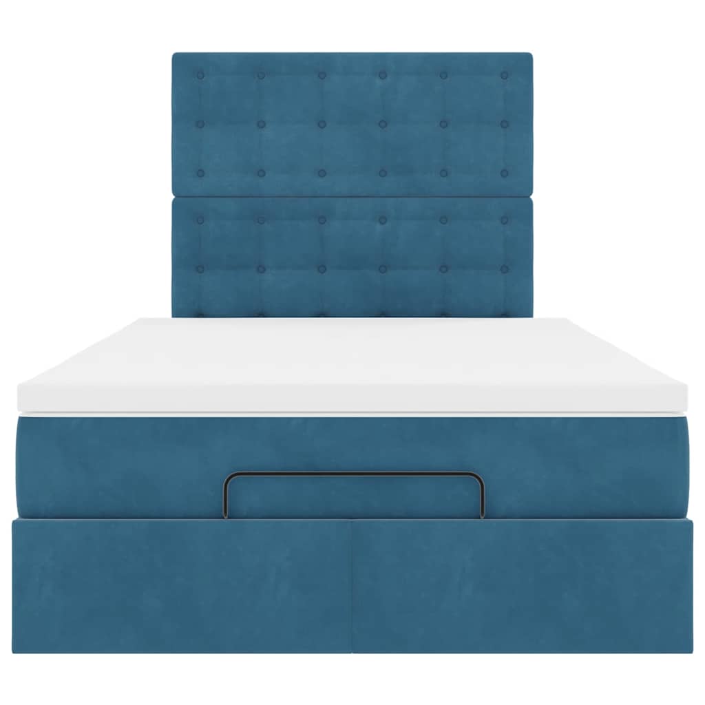 Cadre de lit ottoman avec matelas bleu foncé 120x200 cm velours - XIOS