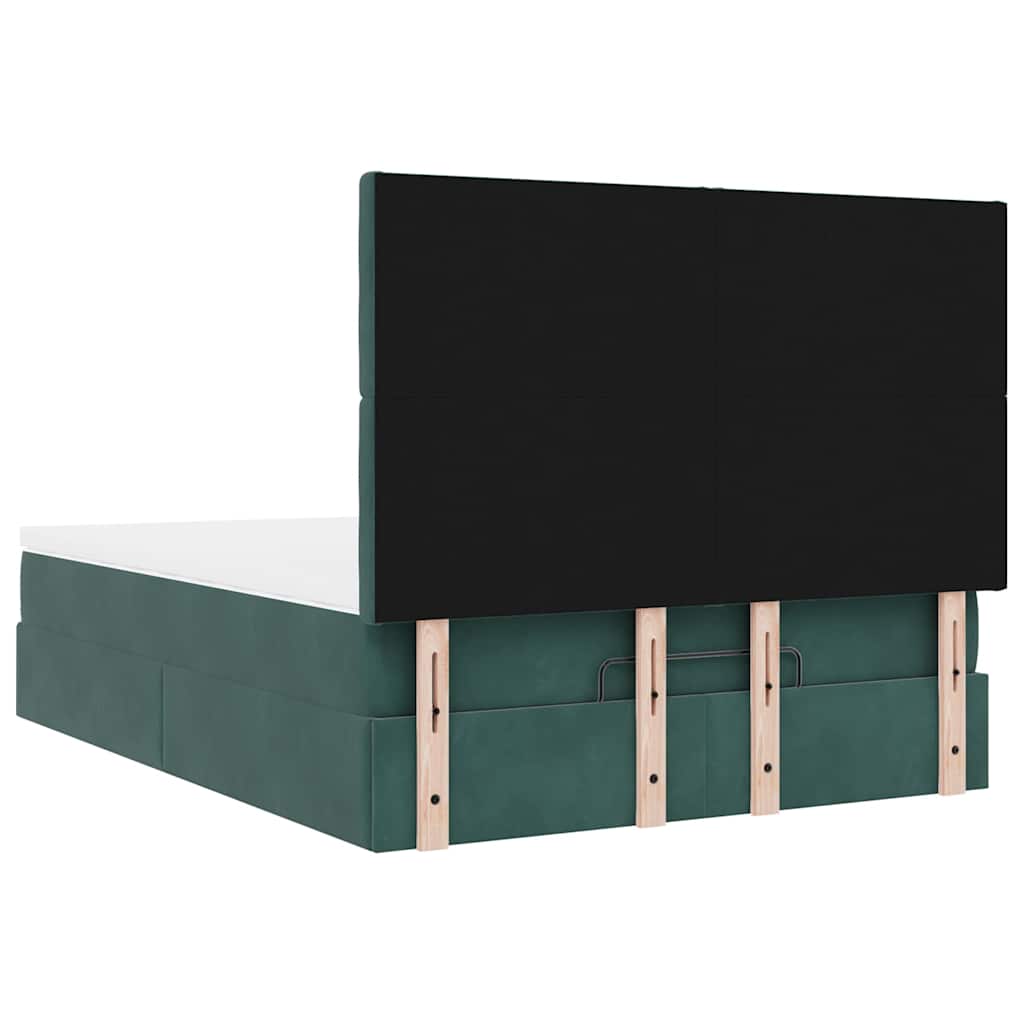 Cadre de lit ottoman avec matelas vert foncé 140x190 cm velours - XIOS