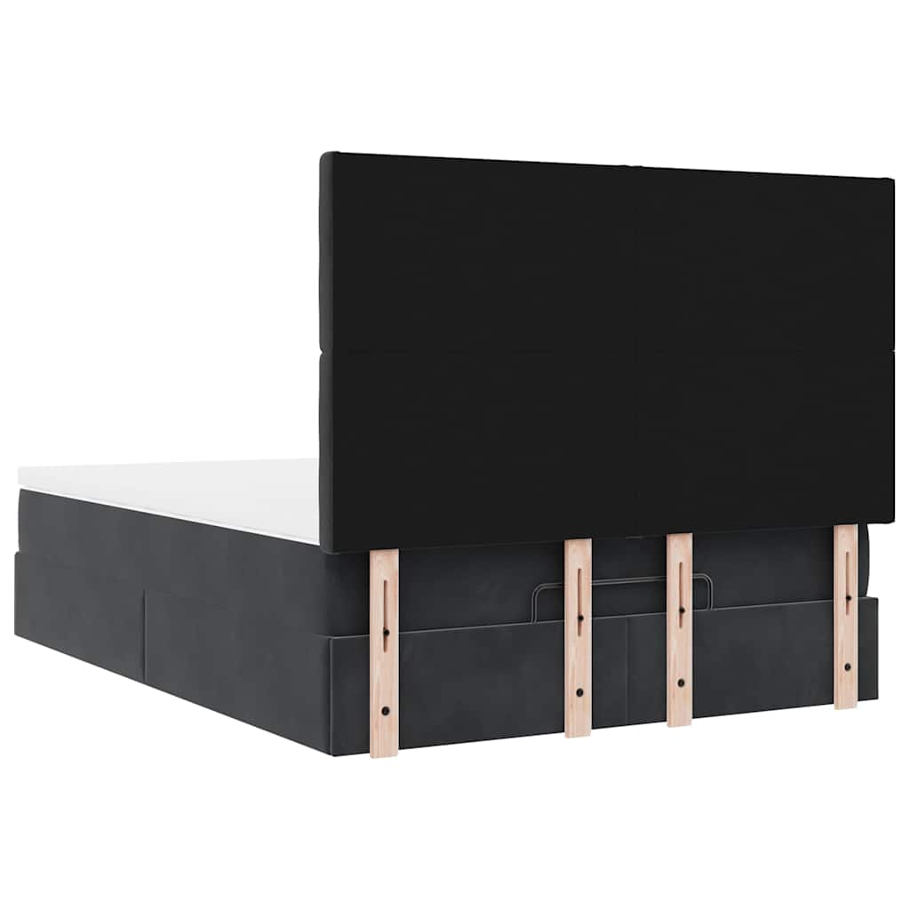 Cadre de lit ottoman avec matelas noir 140x200 cm velours - XIOS