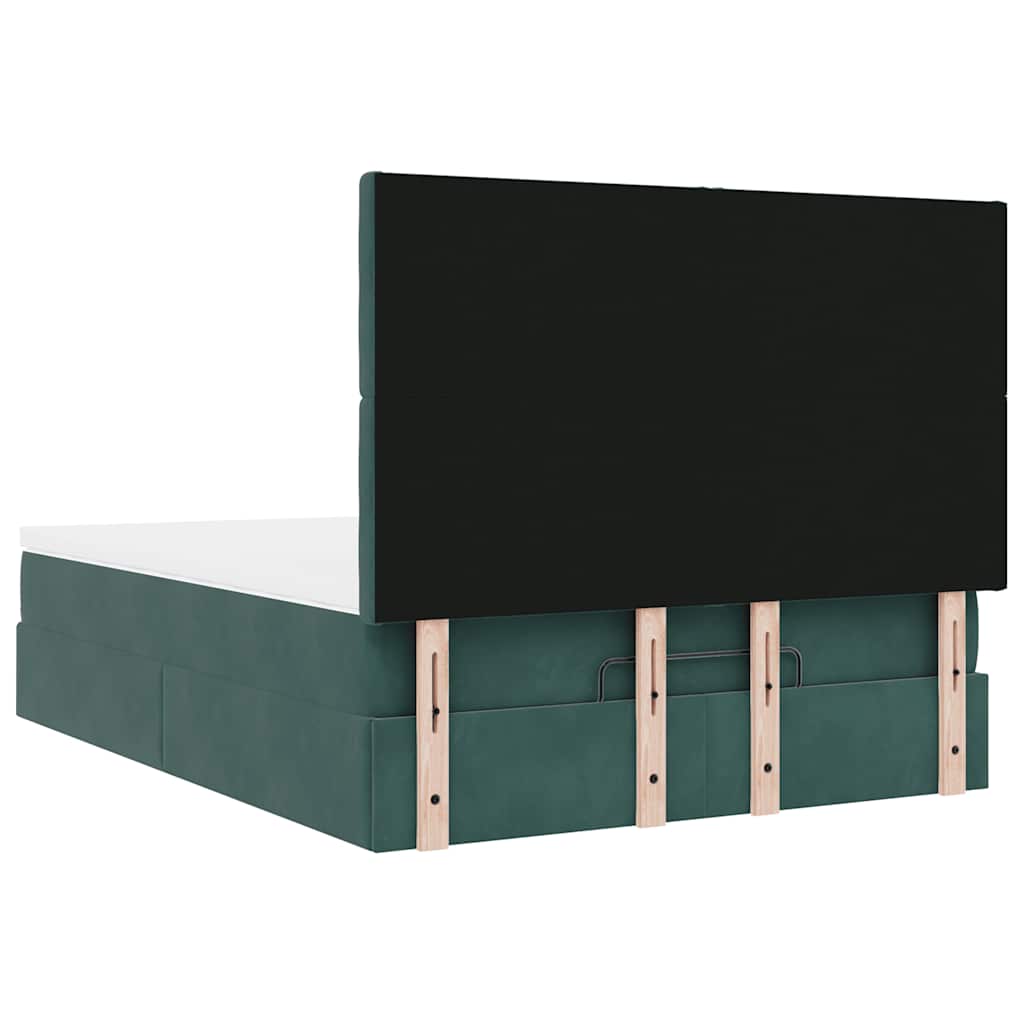 Cadre de lit ottoman avec matelas vert foncé 140x200 cm velours - XIOS