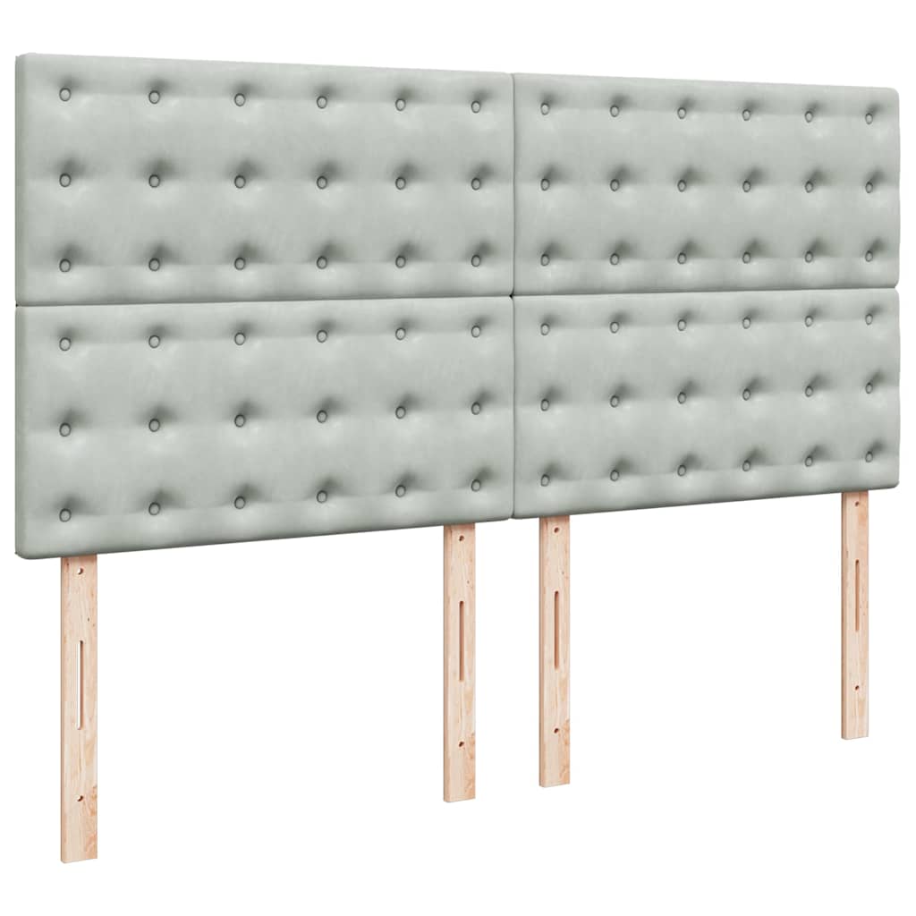 Cadre de lit ottoman et matelas gris clair 160x200cm velours - XIOS