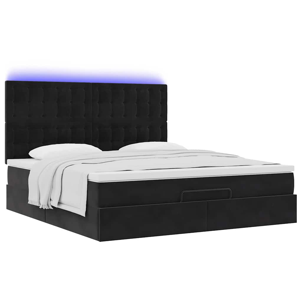 Cadre de lit ottoman avec matelas noir 160x200 cm velours - XIOS