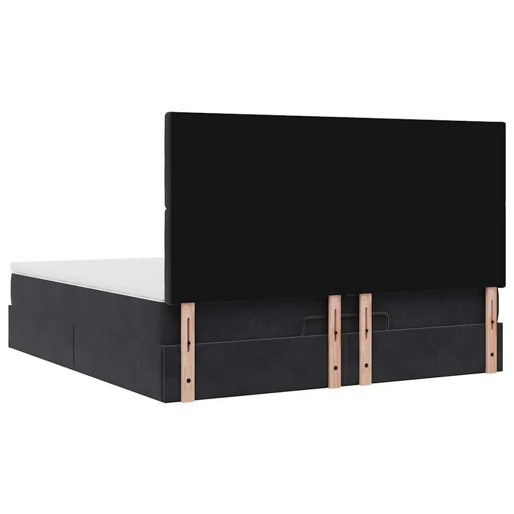 Cadre de lit ottoman avec matelas noir 160x200 cm velours - XIOS